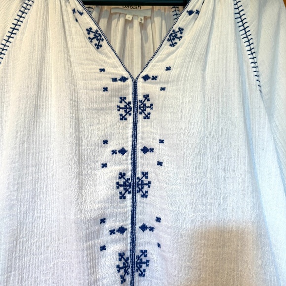 NWT ba&sh Cotton Embroidered Boho Eglantine Blouse White, Blue, Size Small - Picture 6 of 15
